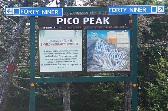 pico peak ski trails sign forty niner vermont vt